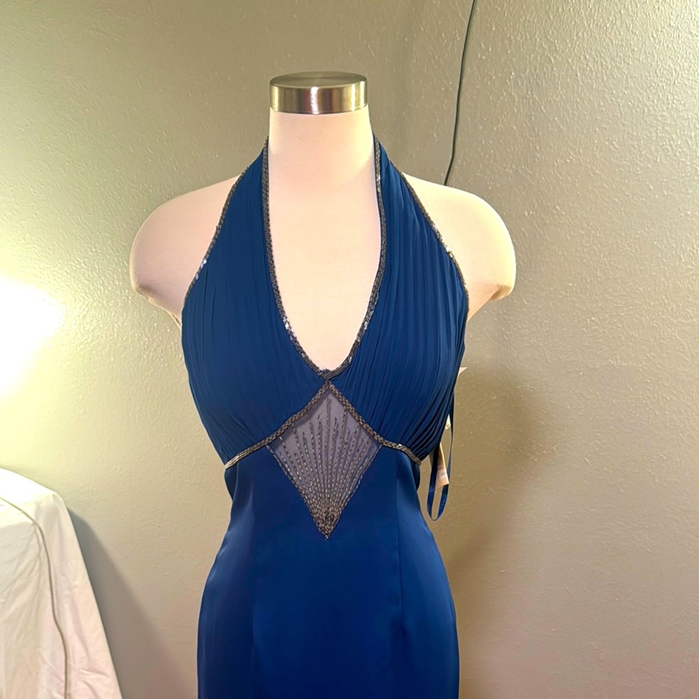 Elegant Blue Halter Prom Dress